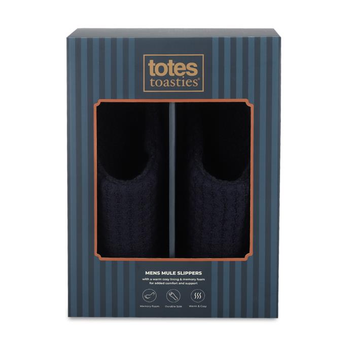 totes toasties® Mens Knitted Mule Slippers Navy Extra Image 7